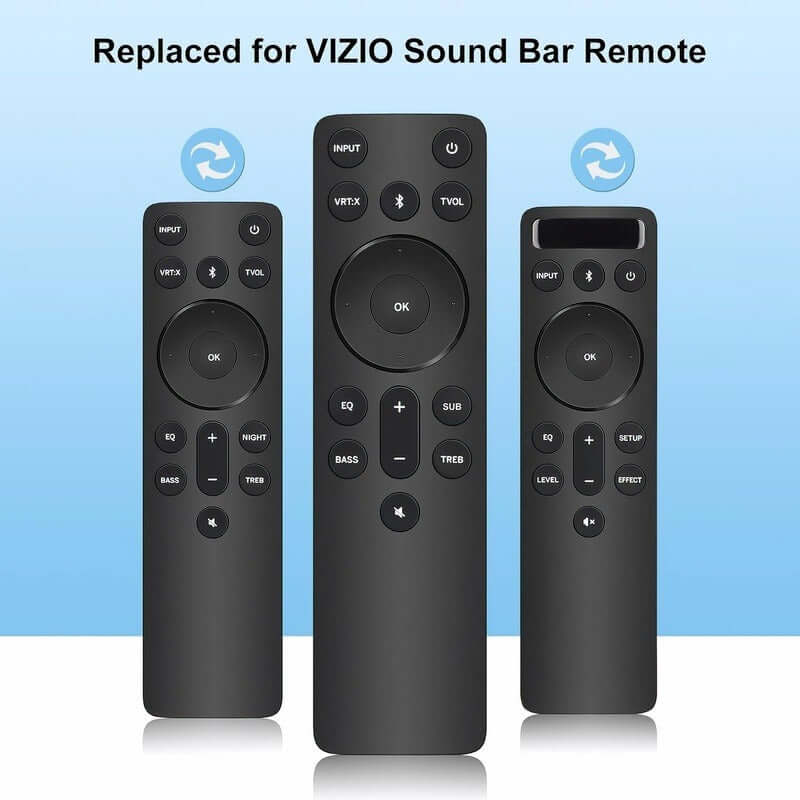 Replacement remotes for Vizio sound bars, compatible with various models for seamless audio control.