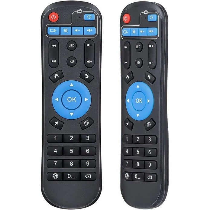 Universal remote control for Android TV Box, featuring large buttons and ergonomic design for easy use.